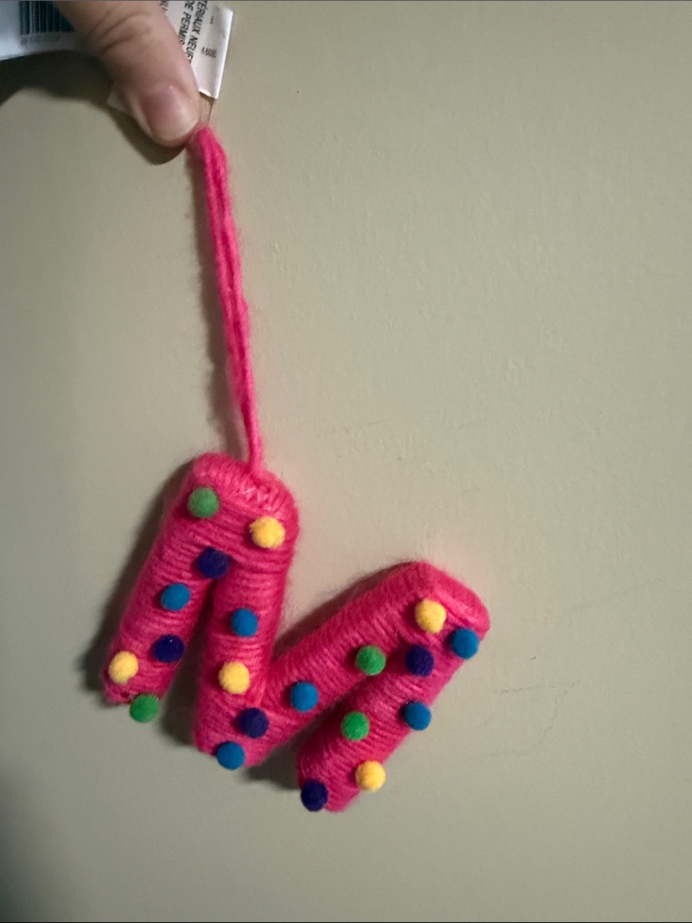 Kids Pink Pom-Pom Letter 'M' Hanging Accessory